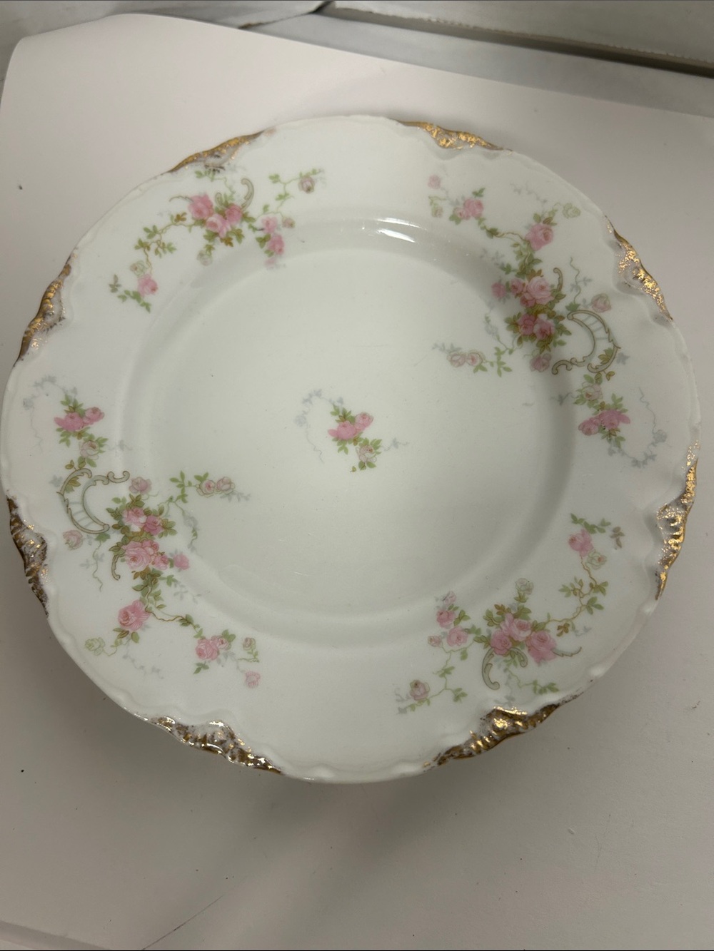 Fine China Dinner Plate in Pink & Gold Floral Design set of 4